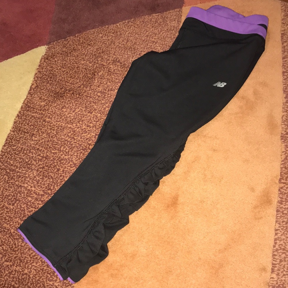 New balance black capris w/ purple trim